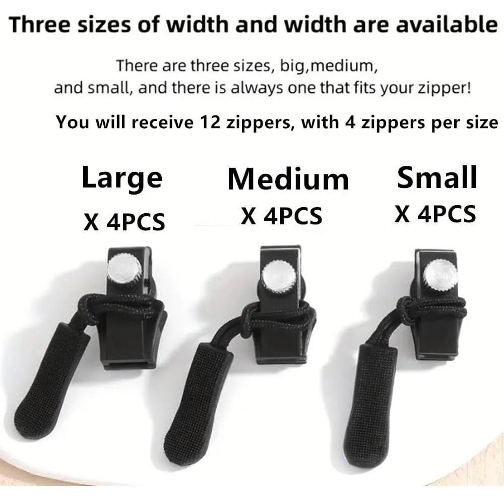 

Zipper Repair Kit 12pcs Universal Replacement Zipper Quick Install Detachable Pulls Zip Heads Zipper Fixer for Luggage Bags