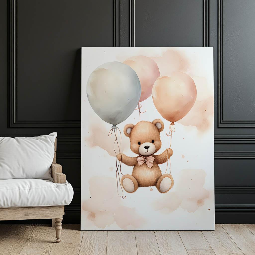Teddy Bear In a Balloon Journey Teddy Bear In a Balloon Journey, 70X100 Cm, Unframed, Matte Paper 230 Gsm