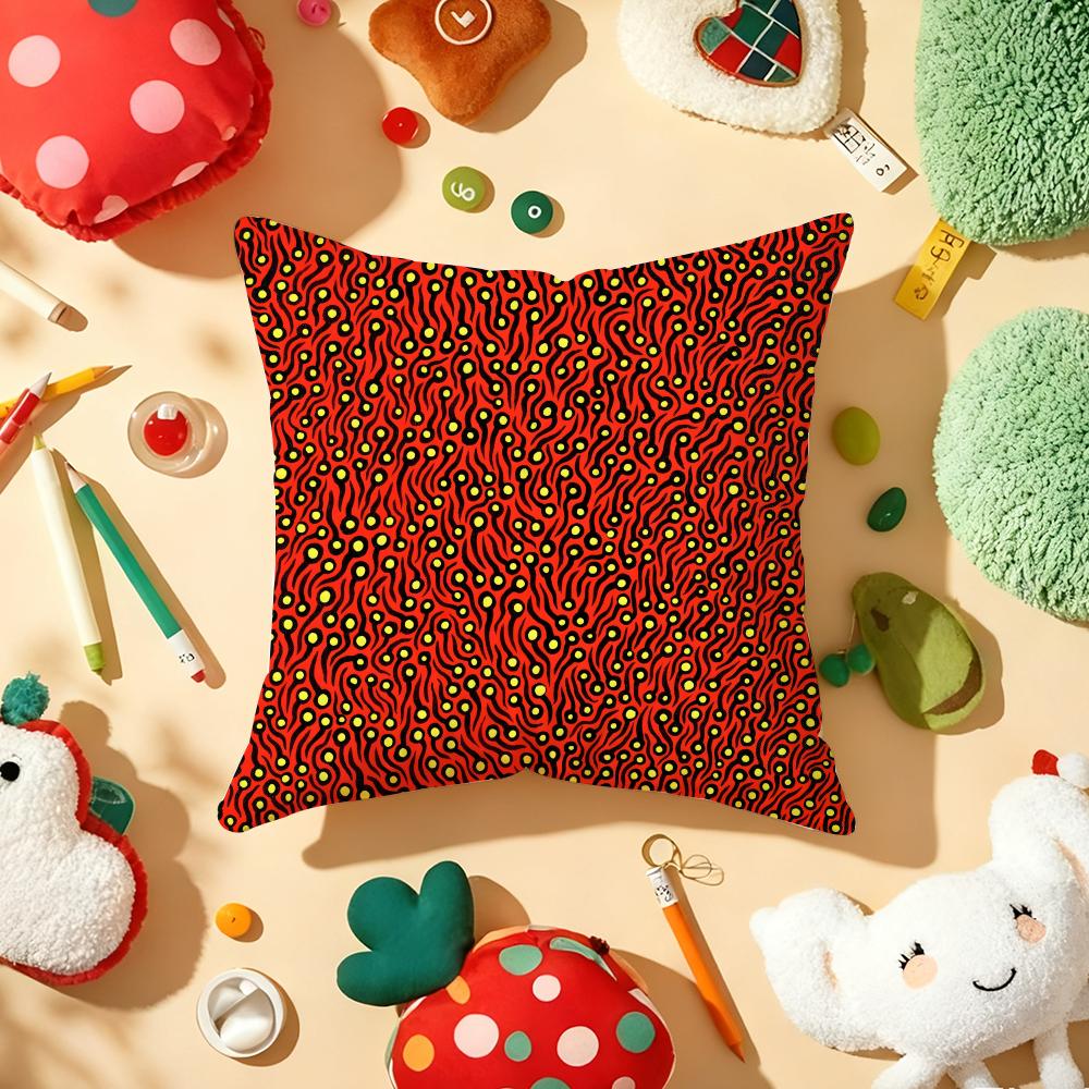 Y-Yayoi K-Kusama Abstract Art Cushion Cover Plush Fabric Soft Double-Sided Printed Sofa Warm Winter Home Gift Pillow Cover