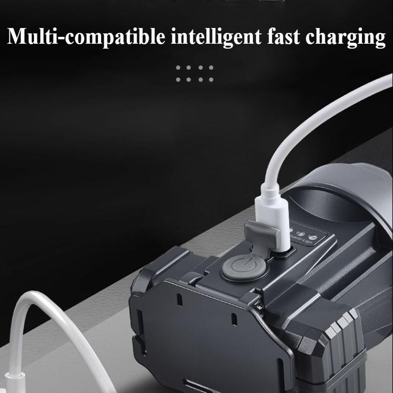 Large Capacity Solar Charging, Ultra Long Battery Life, Strong Light Battery Display, Multifunctional Headlight Type-C Solar Rechargeable