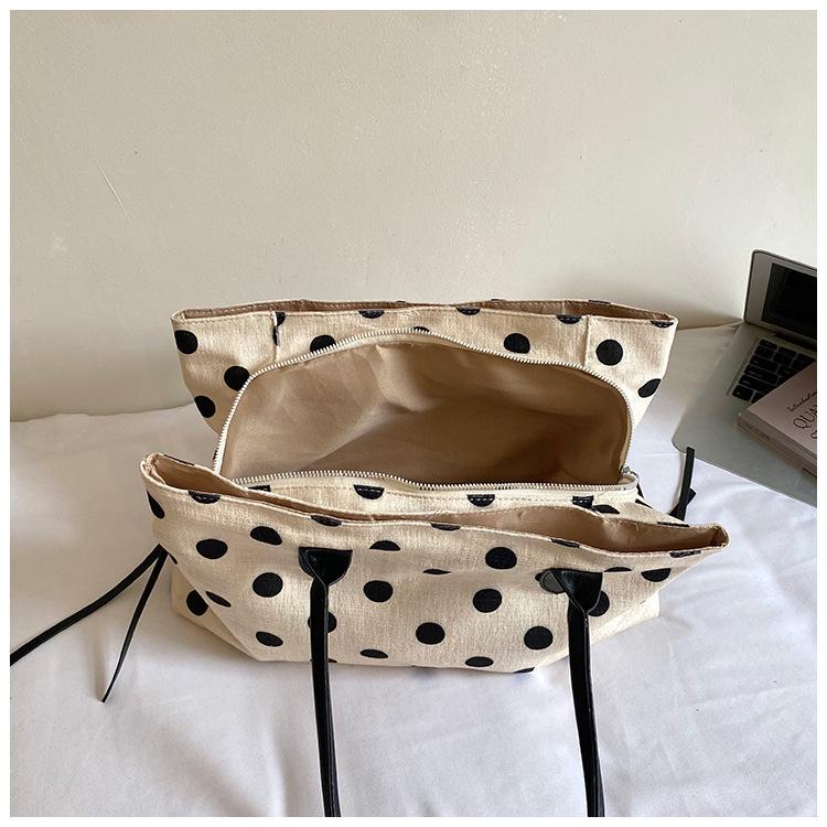Women's Large Capacity Polka Dot Tote - Stylish 2026 Casual Shoulder Bag for Work and Commute