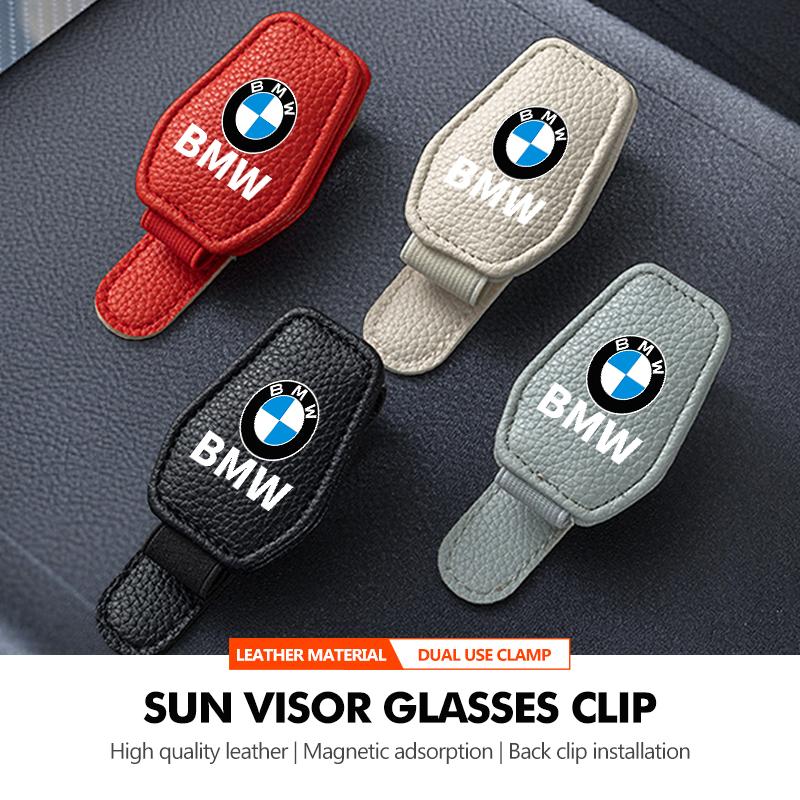 ADZW9 Magnetic Leather Eyeglass Hanger Clip Universal Sunglasses Holder For BMW X3 X5 M5 M3 E46 E90 E60 F10 E39 F30 E36 G30 E87 E70