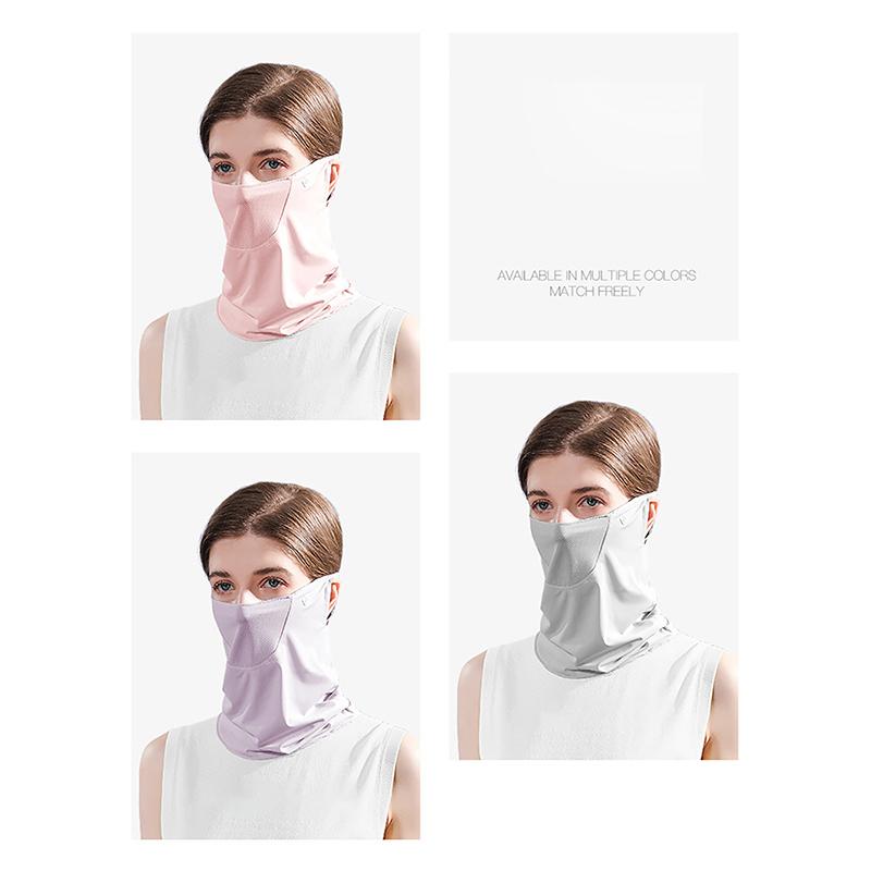 Ice Silk Sunscreen Mask Women Summer Anti-Uv Quick-Drying Face Cover Scarf Breathable Lady Neck Protection Hanging Ear Headband
