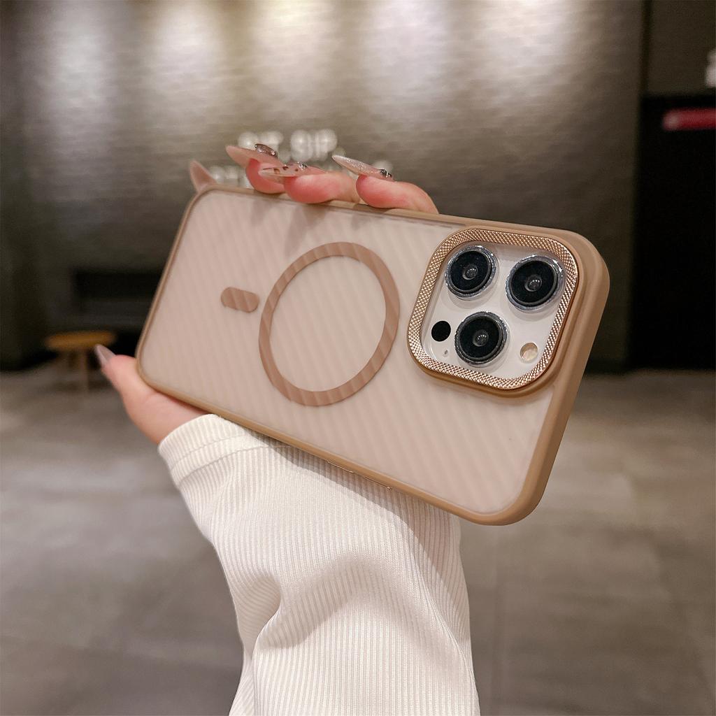 Twill Skin Sensing Magnetic Suction Suitable for Apple 16ProMax Mobile Phone Case Advanced Sensing Diamond Lens Case