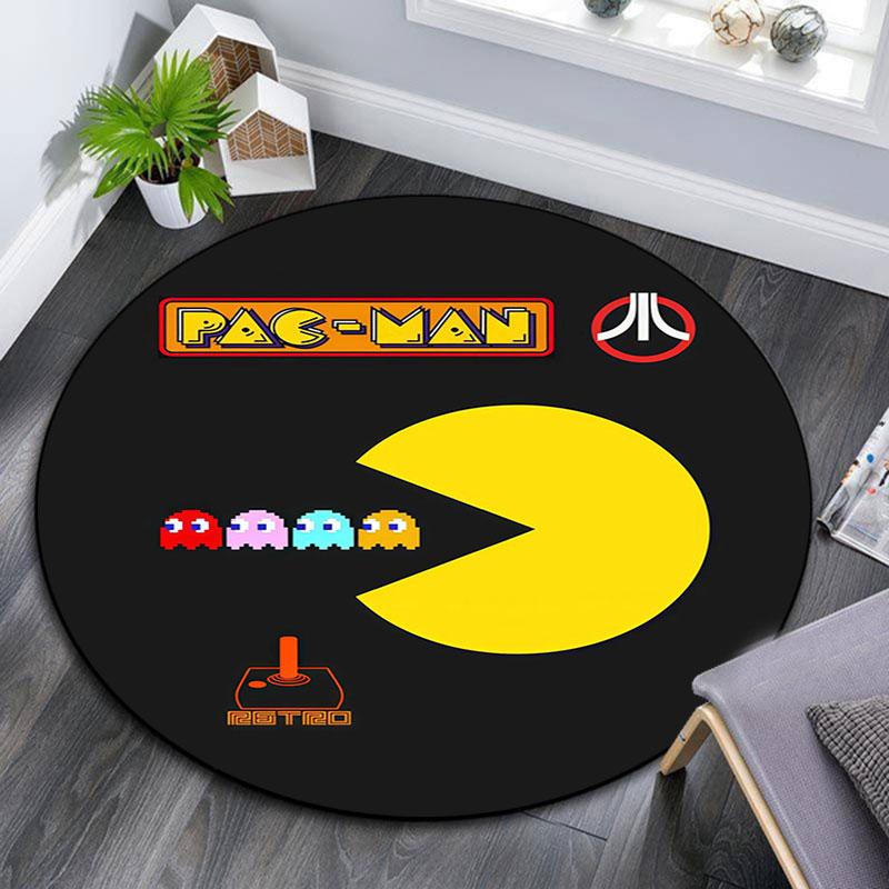 Pac‑Man Poster Pattern Round rug,Carpet Rug for Living Room Bedroom Playroom ,Non-slip Floor Mat,Holiday Gifts and Birthday Gifts.