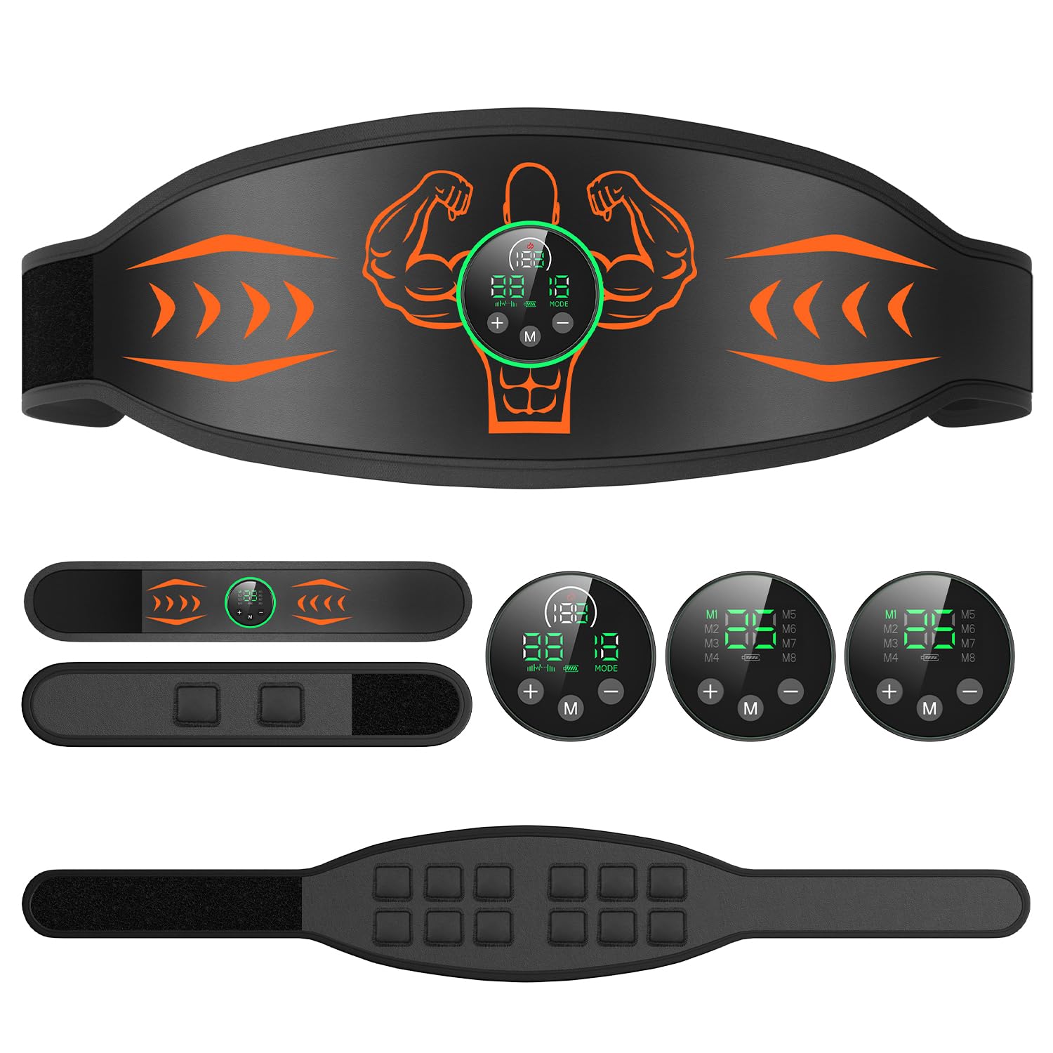 

EMS Abdominal Muscle Training Belt with 12 Conductive 15 30 Intensity and Abdominal Pads for Muscle LCD USB and Home Design Registered Abdominal