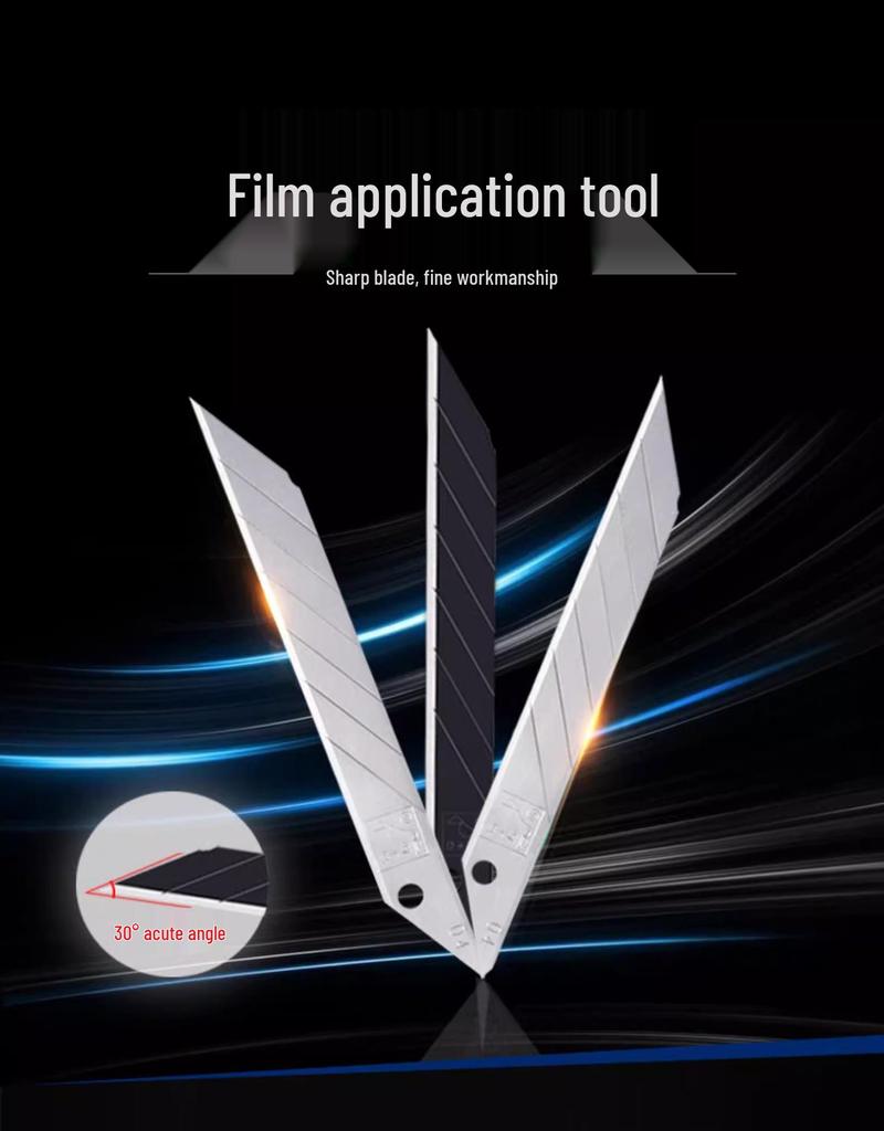 Woodpecker 9mm Craft Knife: 30-Degree Pointed Blade for Film & Wallpaper.