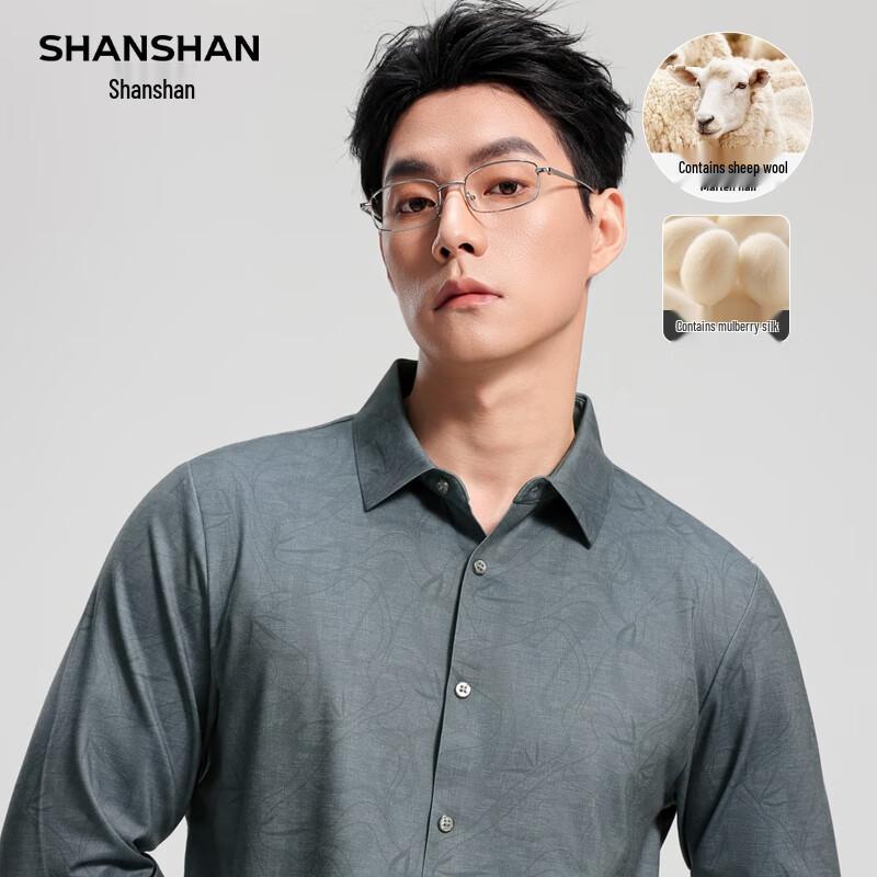 Shanshan Men's Wool & Silk Blend Seamless Long-Sleeve Shirt