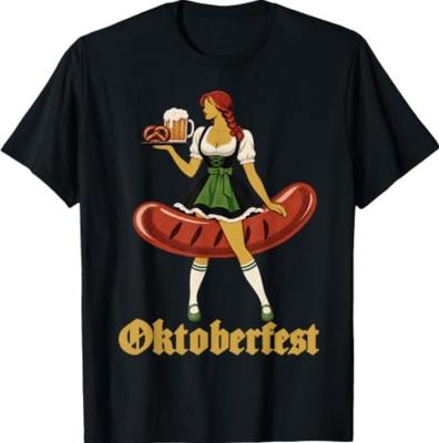 Barmaid Oktoberfest Bavarian German Bratwurst Vintage T-Shirt