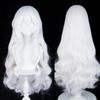 White Long Wavy Anime Game Cosplay Synthetic Wigs with Bangs Fluffy Heat Resistant Wig for Daily Party