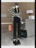 Women's Spliced High Waist Slim Fit Retro Cuffed Jeans - Nine-Point Cigarette Pants for Summer
