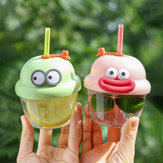 Glass Tumbler with Straw And Lid 210ml Reusable Iced Coffee Cup Cute Cartoon Drinking Cup for Water Matcha Travel