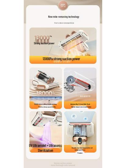 Ultrazvukový vysavač na roztoče s UV sterilizací a dvojitou nádobou na prach