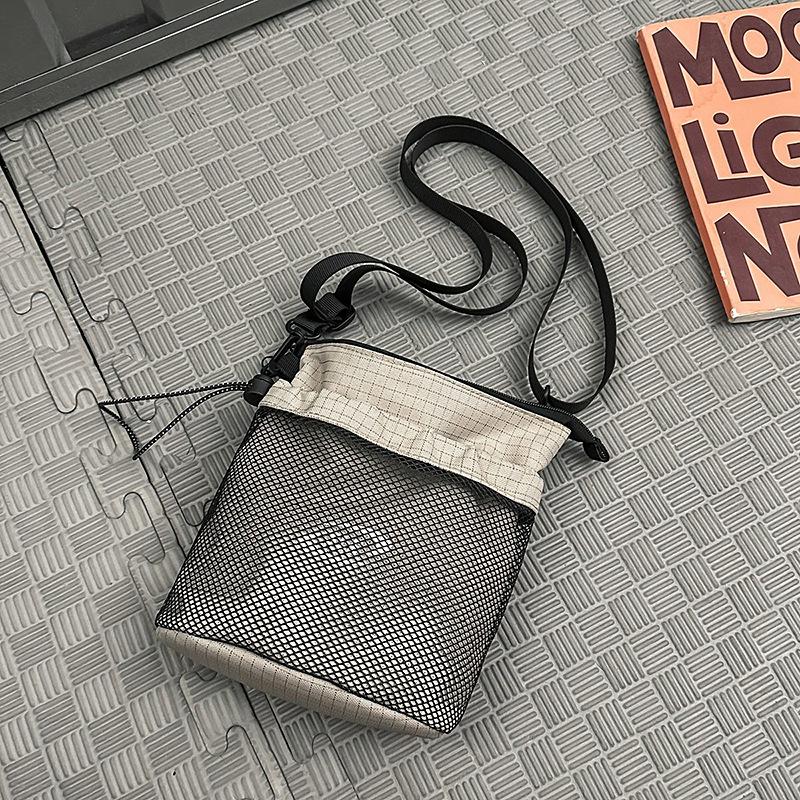 

Japanese and Korean tide brand small satchel men s functional tooling oblique span bag trendy sports and leisure drawstring lightweight shoulder child хакі