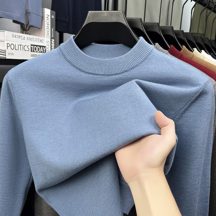 Spring and Autumn Long Sleeve T-Shirt Knitted Bottom Shirt Men's Crew Neck Long Sleeve Sweater