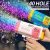 One Pack Of Children's 40 Holes Rocket Launcher Handheld Portable Electric Automatic Bubble Gun LED Light For Boys And Girls