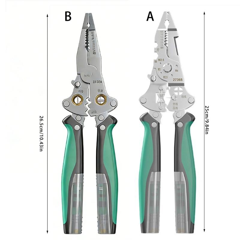 Collapsible Wire Stripping Pliers Multifunction Electrician Tool with Crimping Cutting and Wrench Features Foldable
