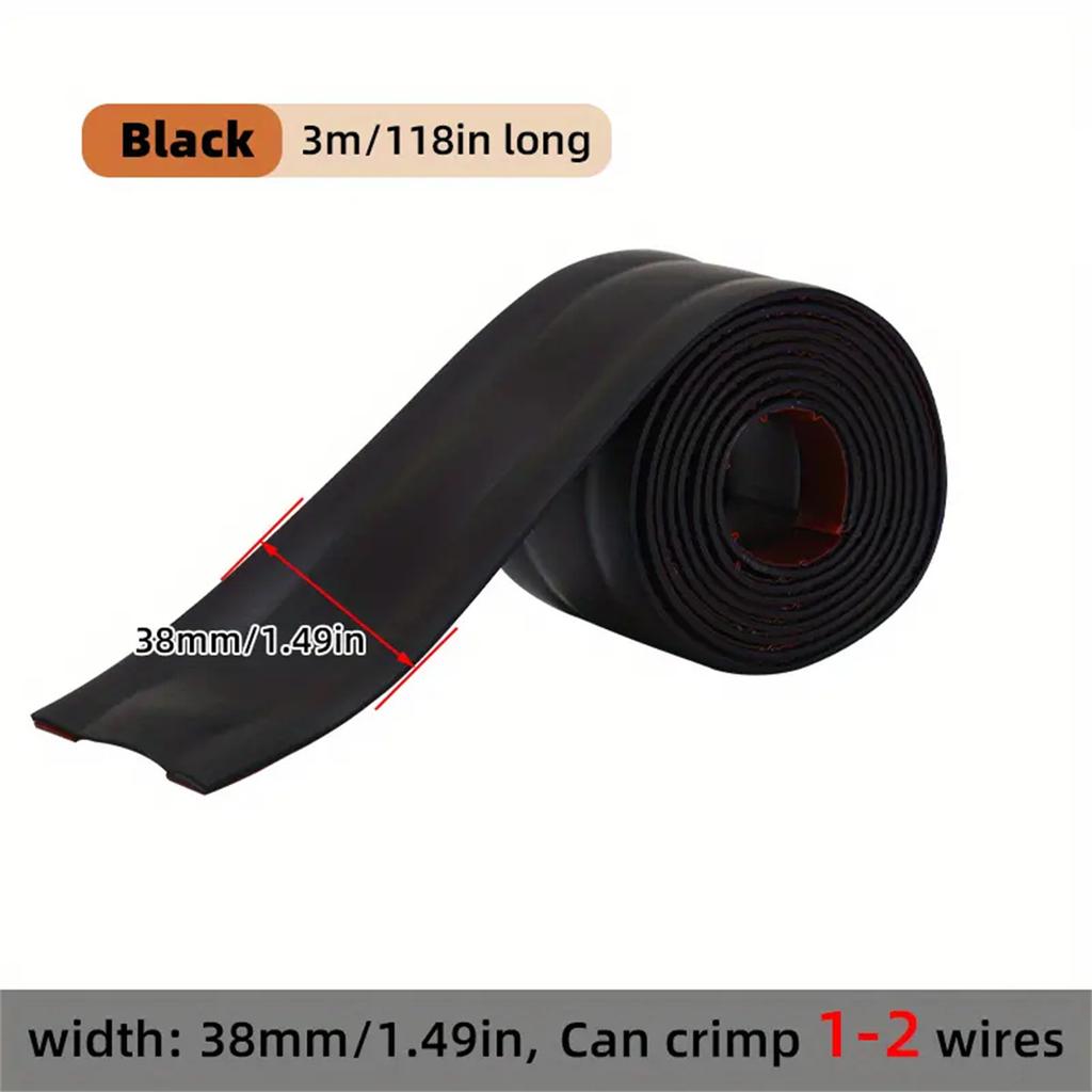 1pc 3meters/118.11in PVC Wire Safety Strip, Self-Adhesive, Resilient Wall & Floor Cable Cover Protector