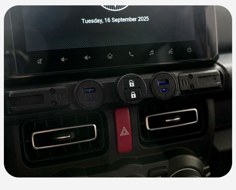 2019+ Jimny Center Console Upgrade: Multifunctional Electronic Components, Expansion Dock, Dual-Booth Design.
