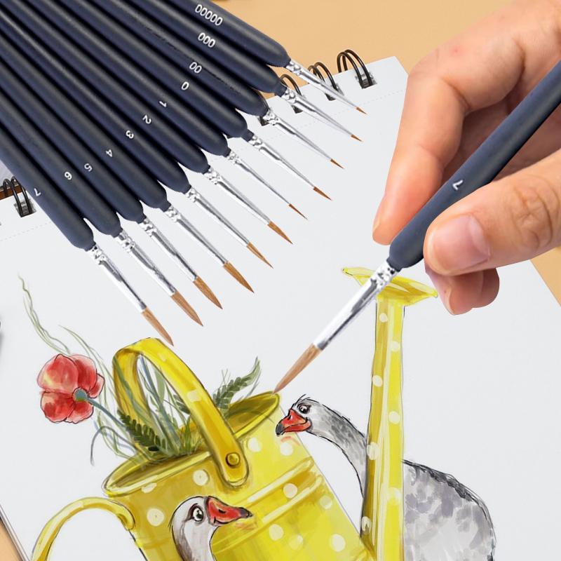 4/5/11pcs Miniature Hook Line Pen Art Painting Brushes Extra Fine Soft Hand Painted 00000 Brush For Gouache Watercolor Oil Paint