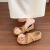 Fashion New Fashion Retro Style Thick Heel Flower Women Mary Jane Shoes Ladies Casual Shallow Eelgant Round Toe Shoes Zapatos Mujer