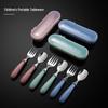 Children's Cartoon Stainless Steel Spoon & Fork Set with Bent Polished Handles - 3-Piece Set
