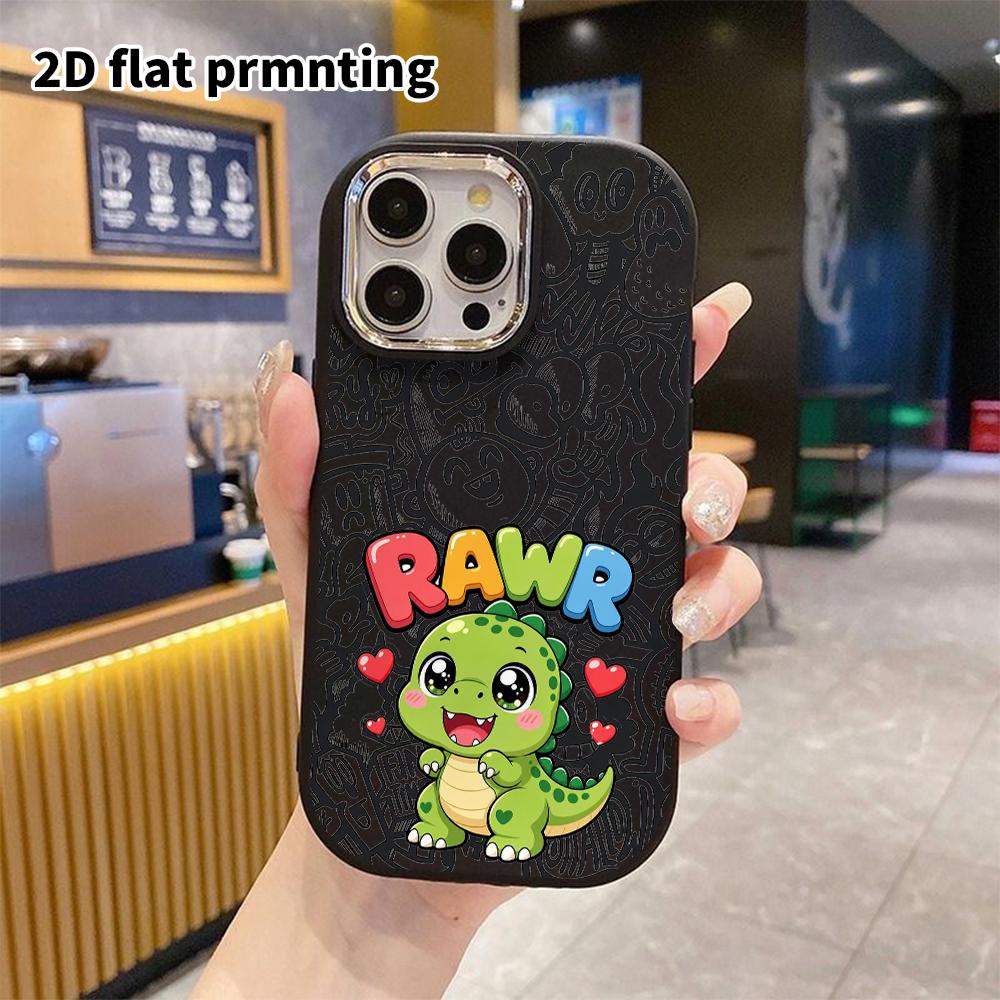 Phone Case: 2D Flat Design Suitable for iPhone 18 17 16 15 14 13 Pro Protective Case, Couple Style, Green Little Dinosaur, Christmas and Halloween Gif