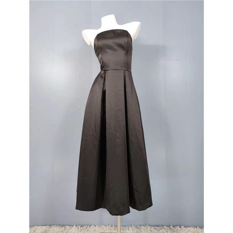 

Smooth Fabric Large Swing Beautiful Elegant Dress Chest Wrap Black 3 XL