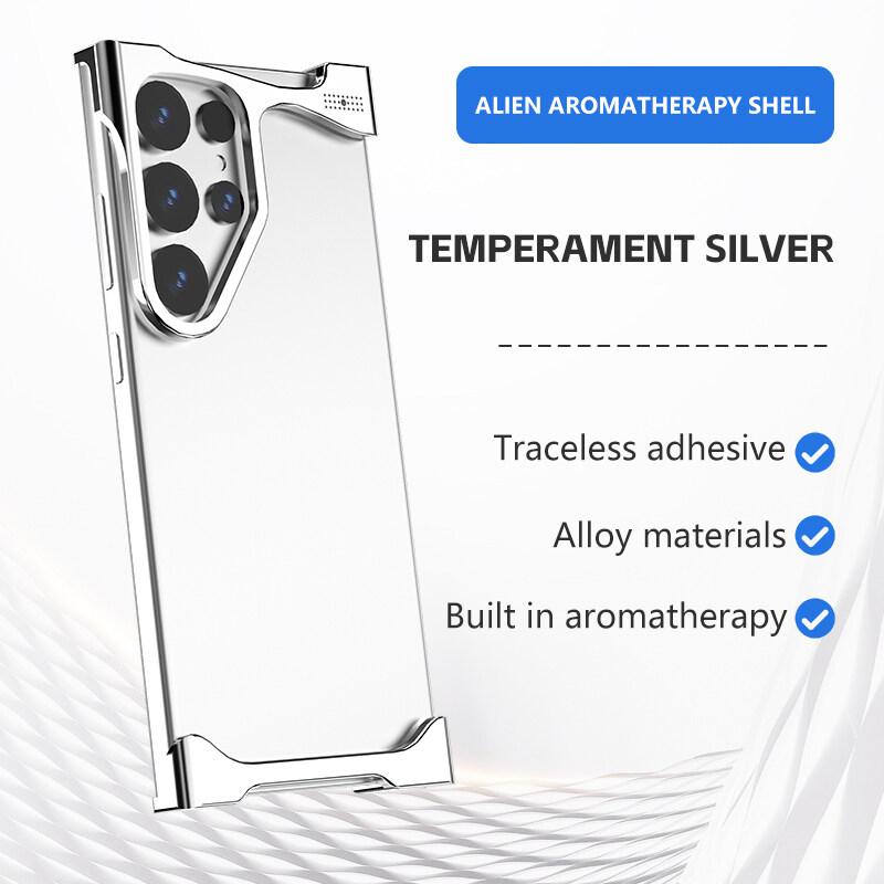 Luxury Irregular Aluminum Alloy Shockproof Case for Samsung Galaxy S25 S24 S23 S22 Ultra Plus S24+ S23+ Bumper with Aromatherapy Design