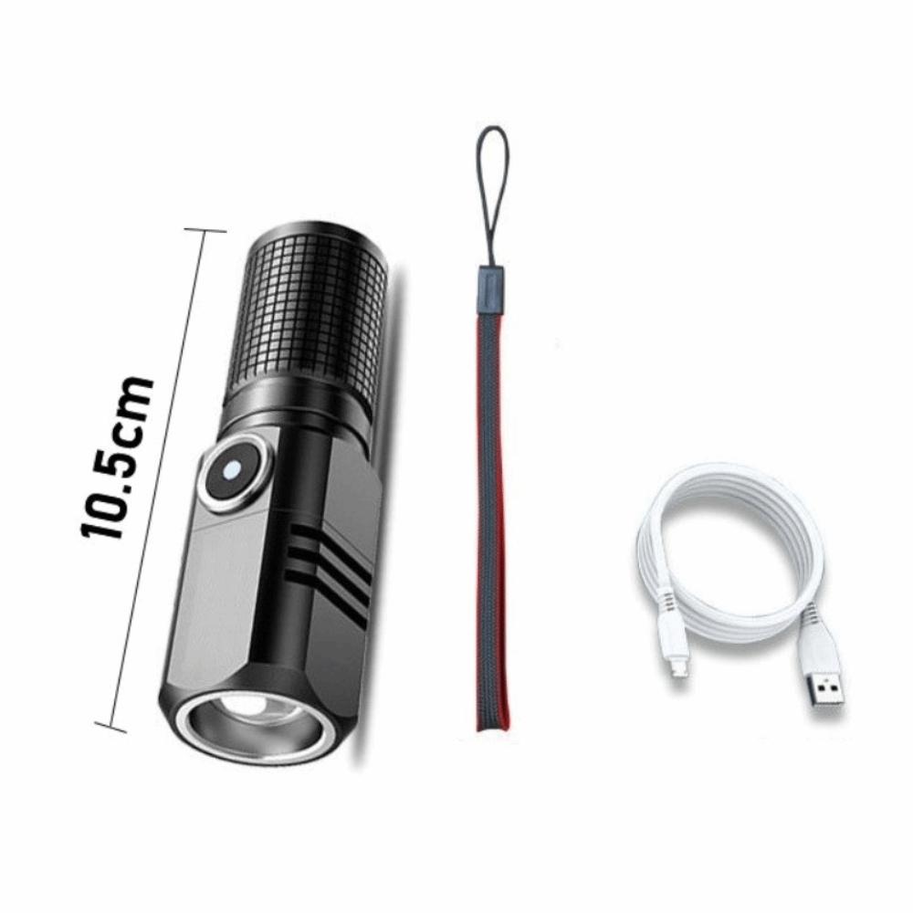 10000LM Mini Powerful LED Flashlight Super Bright 3 Modes USB Torch Lamp Flashlight Rechargeable Zoom Emergency Work Light