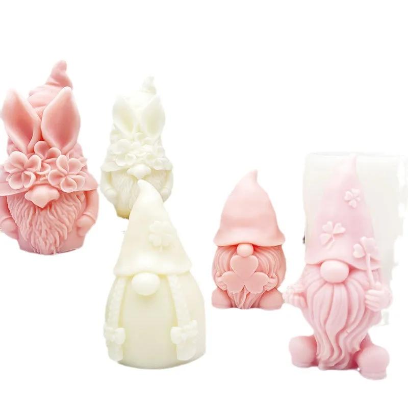 3d Dwarf Silicone Candle Mold Cute Santa Claus Portrait Crafts Resin Plaster Soap Molds Diy Chocolate Baking Tools Home Gifts