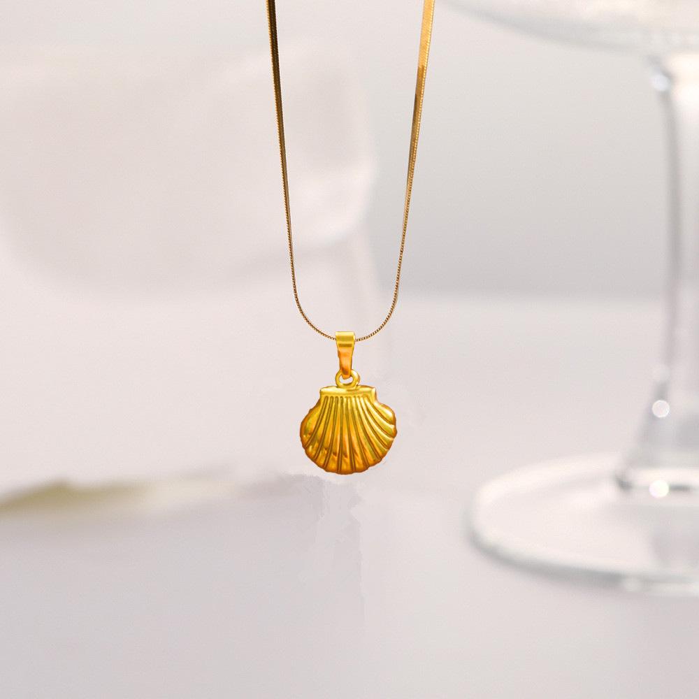 Bohemian Scallop Pendant Gold Shell Necklace - Summer Beach Jewelry Clavicle Chain