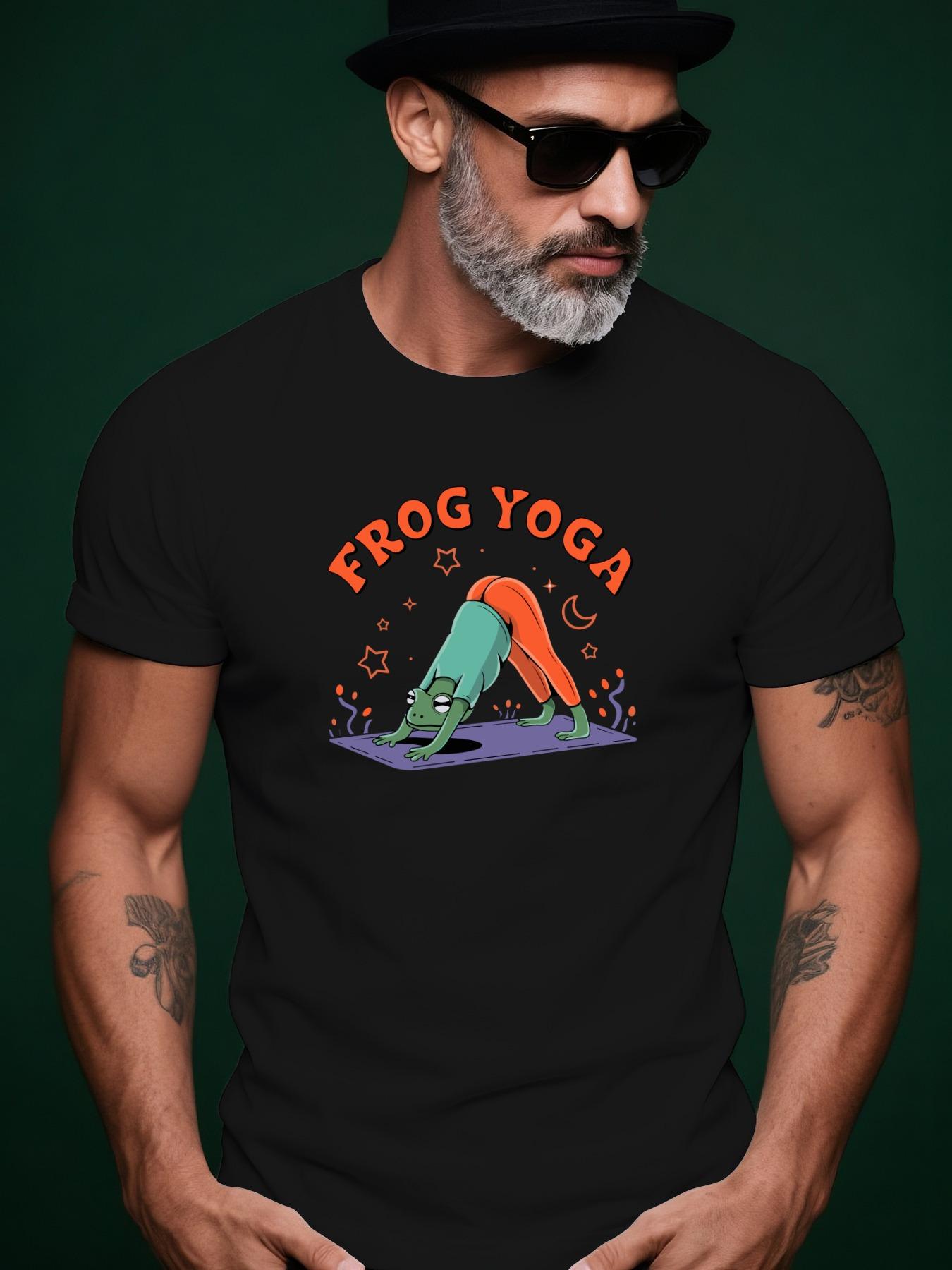 Yoga Frog Graphic Tshirt Graphic Tshirt - Black Casual Su... XXXXL
