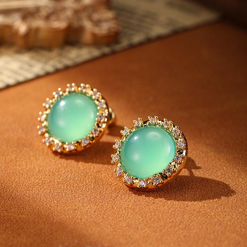 

Ювелирные изделия Минималистичные Универсальные Серьги в китайском стиле Женские Зеленый Циркон Серьги в китайском стиле Женские