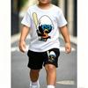 Cartoon Egg Funny Printed 11 Colors Kids T-shirt and Shorts 2 Piece Set Summer Home Outdoor Casual Outfit Boy and Girl's Sports Set