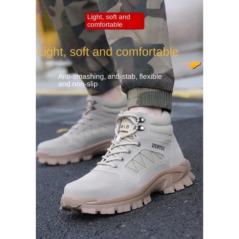 Wysokie Nowe Spawalnicze Buty Ochronne Robocze Męskie z Metalowym Podnoskiem Miękka Podeszwa Przeciwzgnieceniowe i Przekłuwaniu Miejsce Budowy Praca