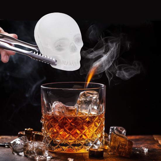 Ice Mold Tray Skull Shape Food Grade Silicone Ice Cube Mold Easy Release Multi-Purpose Ice Cube Tray for Whiskey Cocktails