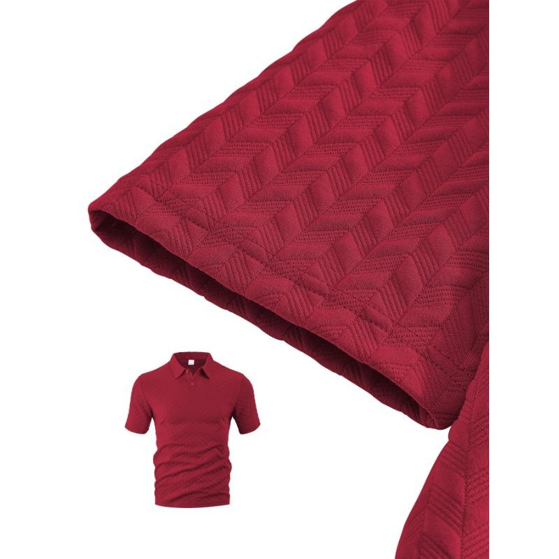 Men Jacquard Fabric Polo Shirt Summer Thin Breathable Moisture Wicking Short Sleeve T Shirt
