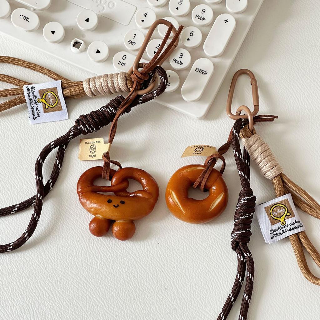 Pingentes para Bolsa Chaveiro Marrom Fofo Pão Alcalino Estilo Coreano Pingente Chaveiro Chocolate Corda de Escalada Montanha Decorativo