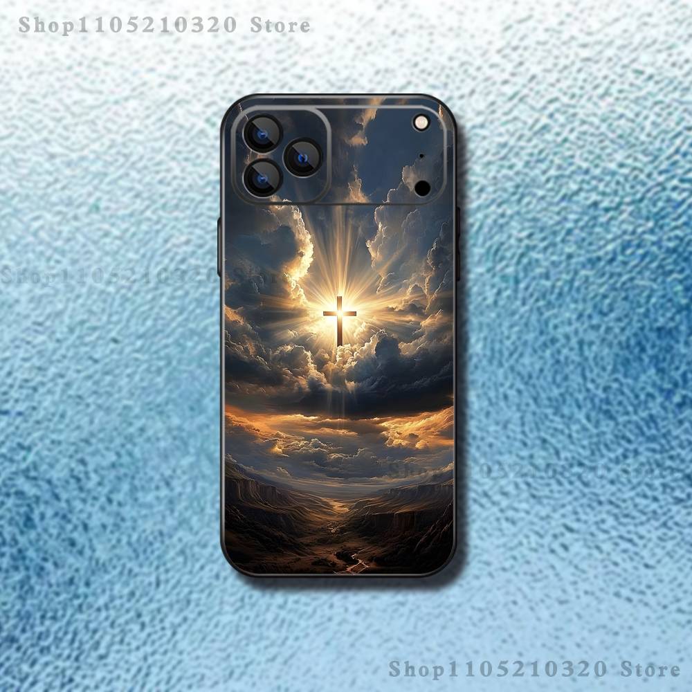 

Bible Christian Cross Phone Case For iPhone 17,16,15,14,13,12,11,Pro,Max,Plus,E,SE4,Air,Mini Black Soft Funda iPhone15pro
