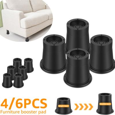 4/6Pcs Bed Risers Heavy Duty Furniture Riser Round Rubber Sofa Riser Supports Up To 6000 Lbs for Sofa Table Bed Chair Lifting