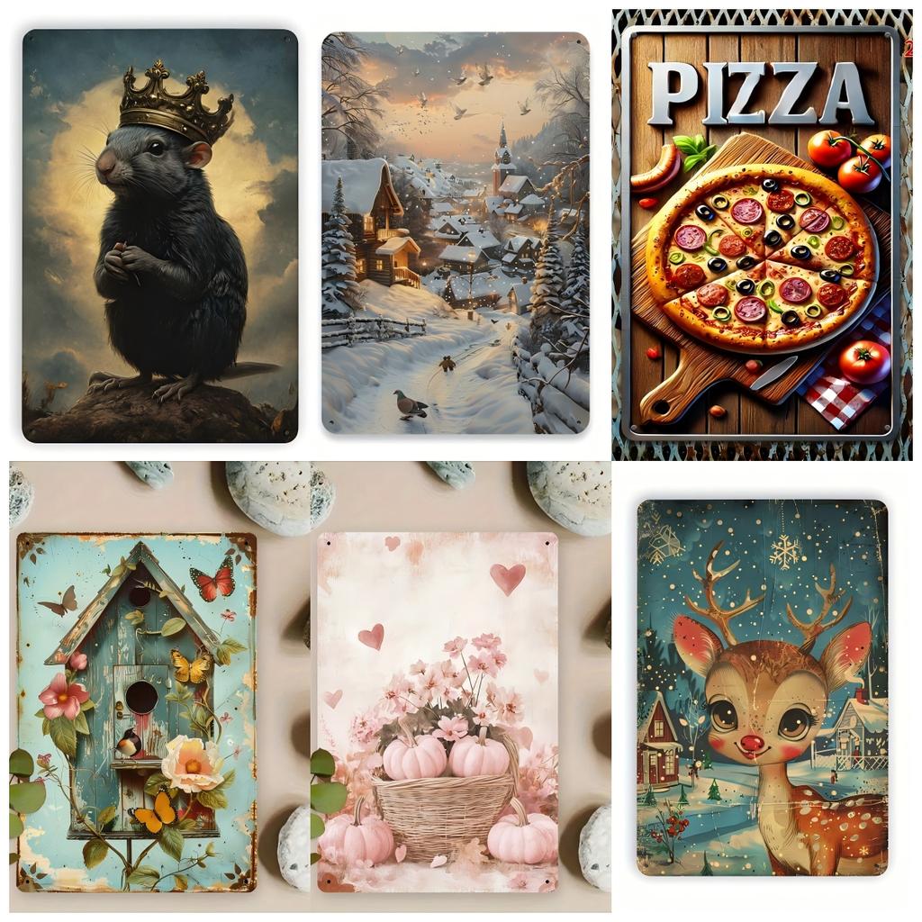 2D Decorative Iron Metal Tin Sign with Classic Pattern and Protective Surface Coating Ideal for Home or Business Decor