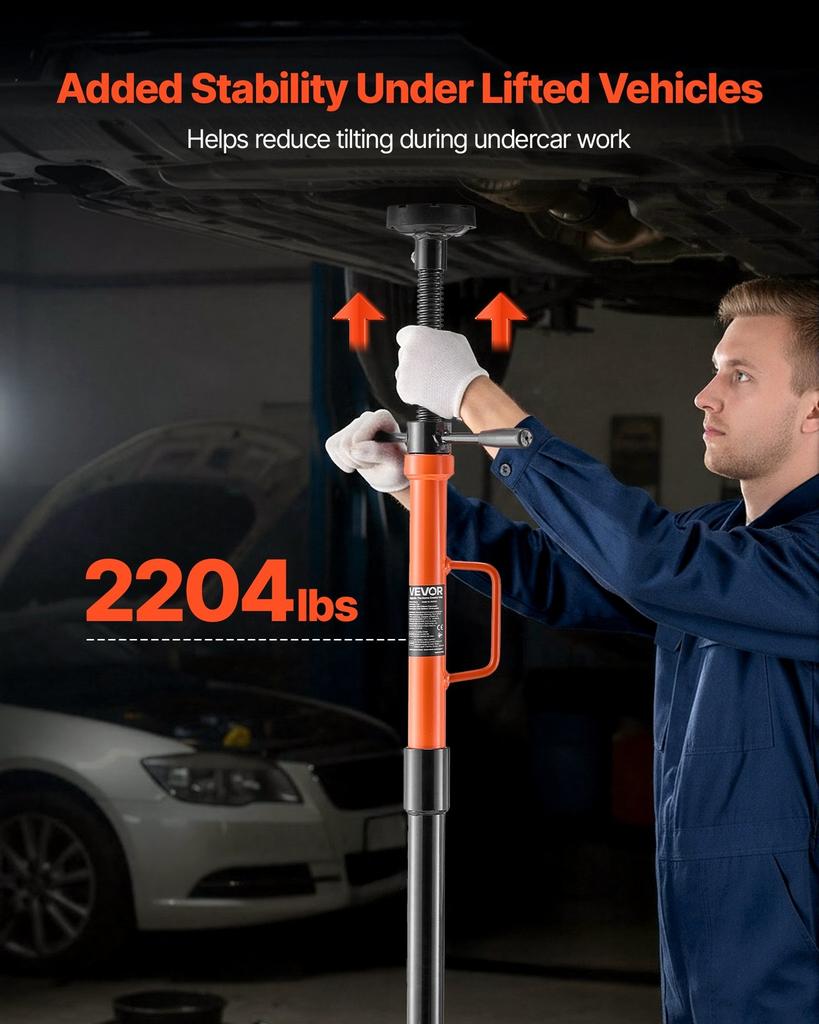 Underhoist Support Stand, 1 Ton Capacity Under Hoist Jack Stand with Handle, Adjustable Height, Bearing Mounted Spin Handle, Self-Locking Threaded