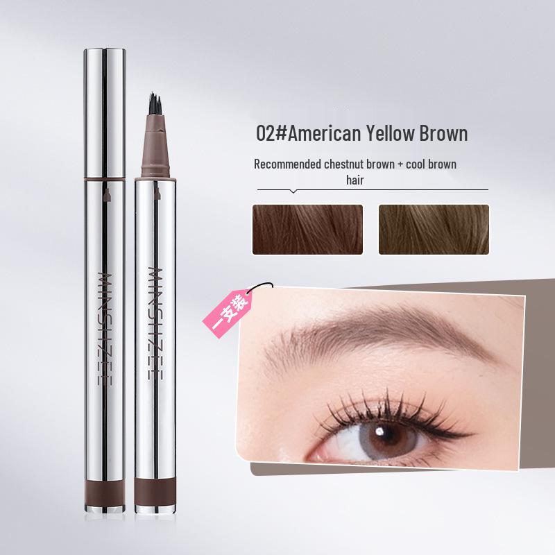 Mingxizhi Waterproof Long-Lasting Eyebrow & Eyeliner Pencil with Multi-Pronged Brush for Defined, Sweatproof Results