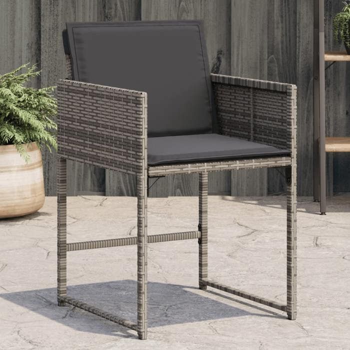 VidaXL Garden Chairs with Cushions Set of 4 Grey Wicker 4007477