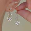 High-End Diamond Tassel Flower & Pearl Heart Stud Earrings for Women