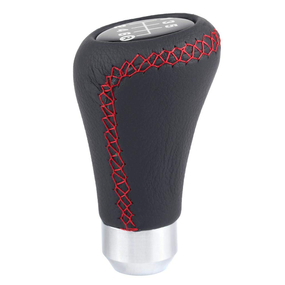 Gear Shift Shift Knob Qiilu Shift Universal Car Gear Shift Knob PU Shifter Stick 3 Hose Knob, 6-Speed - Knob, 6-Speed (Red)
