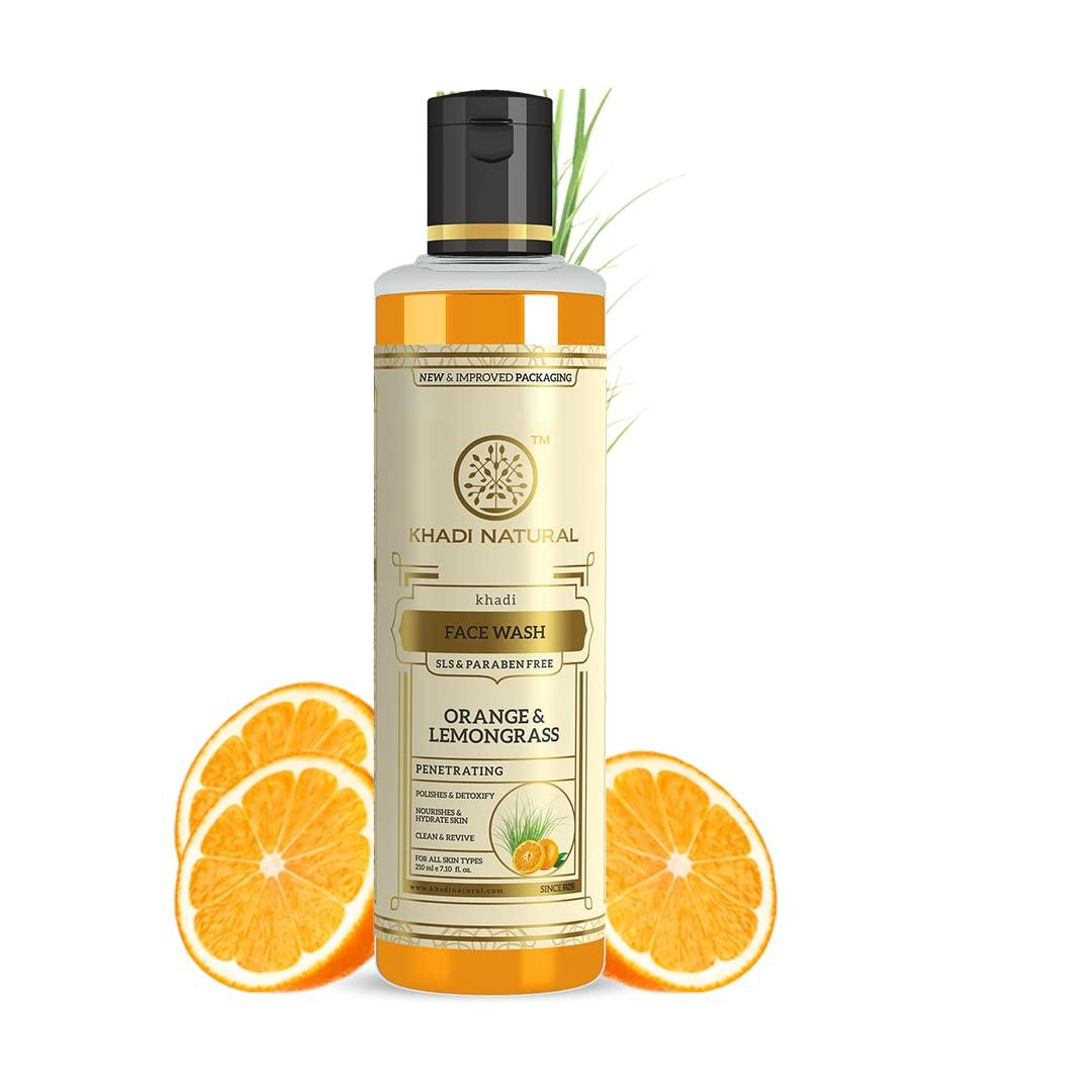 

Khadi Natural Orange & Lemongrass Herbal Face Wash For Healthy Glowing Skin Paraben SLS Free 210 ml