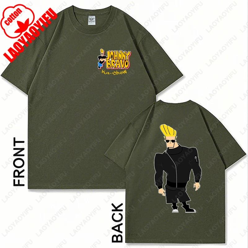 Johnny Bravo Fitness Graphic Shirt Retro Unisex Cotton Funny Teeshirt Casual Wear Birthday Present 80s 90s Hipster Adult Tops