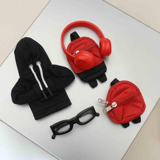 Creative Desktop Ornament Decoration Mini Goose Clothing Accessories Set for 7 Inch Goose, Includes Hooded Miniature Sweatshirt Small Backpack Glasses